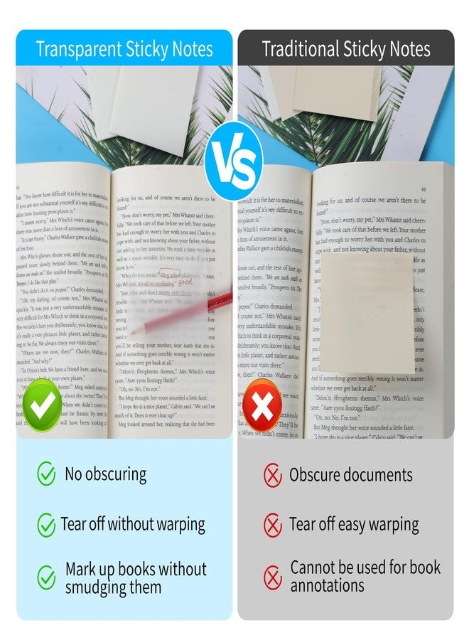 AZUREAL 600P Transparent Sticky Notes, 3x3 Inch Waterproof Clear Sticky Notes, Self-Adhesive Translucent Sticky Notes for Books Annotation, Notes Highlights, School & Office - Image 3