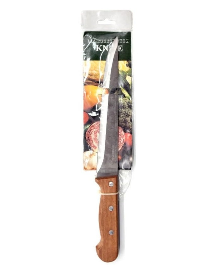 LTR Ncs-C001 Stainless Steel Carving Knife  8-Inch Size  Metallic Silver Brown Used In Home Kitchen And Restaurants  - Image 1