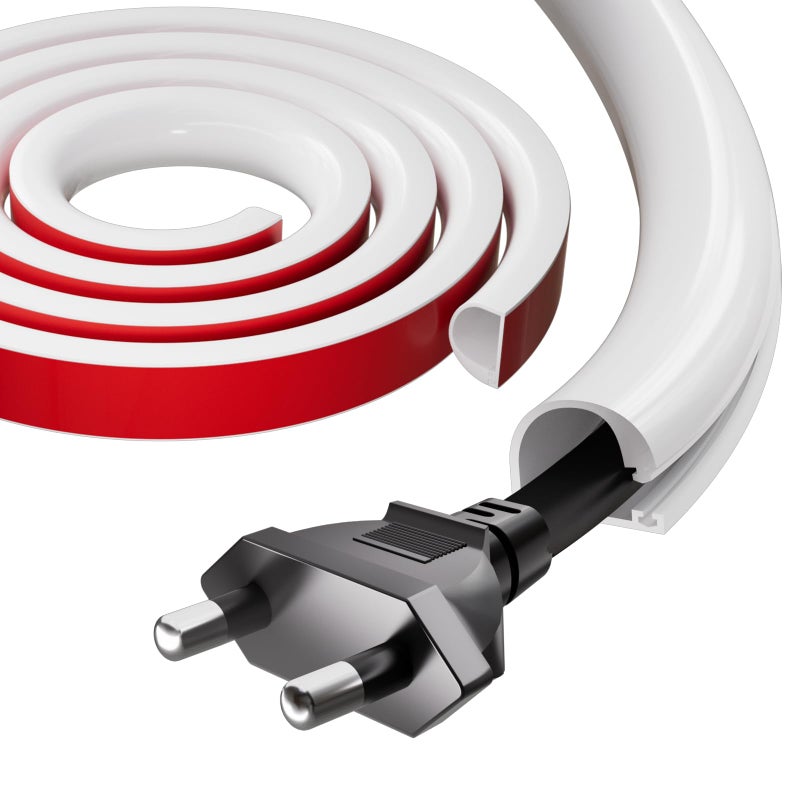 Conwang 78" Silicone Cord Hider for Wall Mount TV,Self-Adhesive Cable Hider for 1 Cord(1/4" Diameter),Cable Management Under Desk,Cord Organizer,Cable Raceway Home & Office Trim,Cord Concealer Channel,White - Image 1