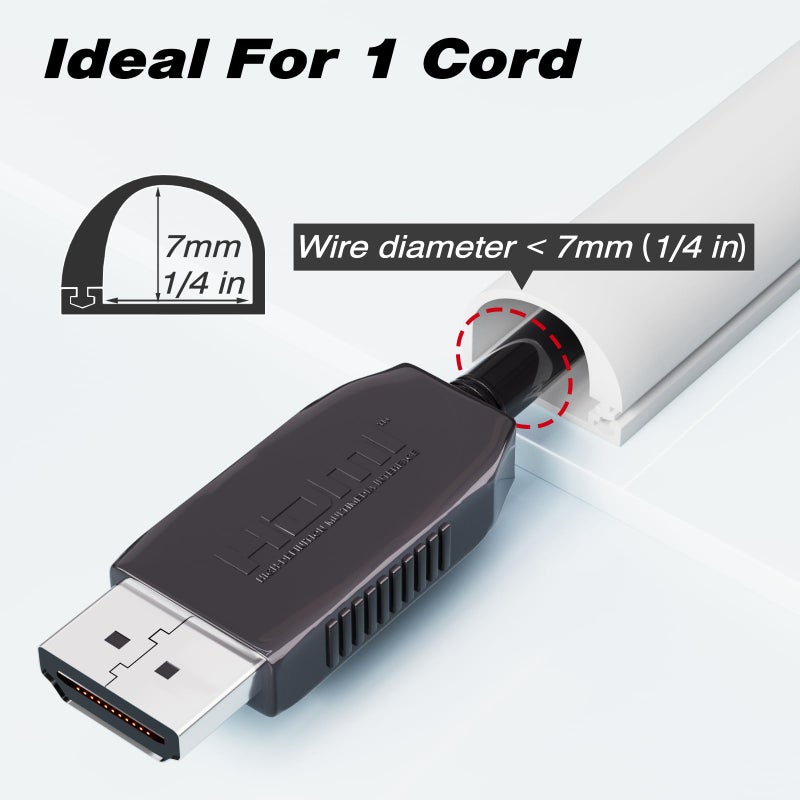 Conwang 78" Silicone Cord Hider for Wall Mount TV,Self-Adhesive Cable Hider for 1 Cord(1/4" Diameter),Cable Management Under Desk,Cord Organizer,Cable Raceway Home & Office Trim,Cord Concealer Channel,White - Image 2