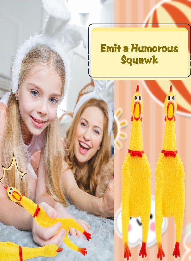 Plukeen 12 Pack Squeeze Screaming Rubber Chicken 11 Inch Yellow Squawking Chicken Rubber Squeaky Chicken Toy for Kids Adults Dogs Pets Prank Novelty Toy Reduce Separation Stress Anxiety - Image 5