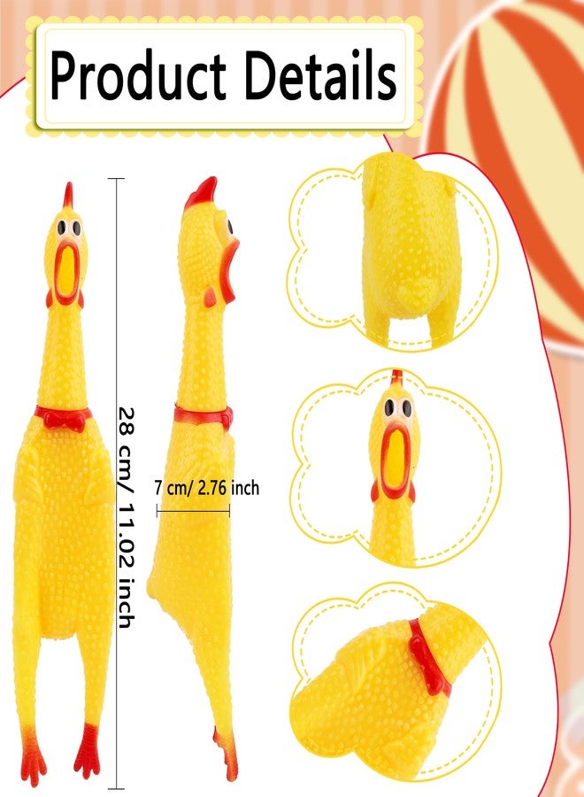 Plukeen 12 Pack Squeeze Screaming Rubber Chicken 11 Inch Yellow Squawking Chicken Rubber Squeaky Chicken Toy for Kids Adults Dogs Pets Prank Novelty Toy Reduce Separation Stress Anxiety - Image 2