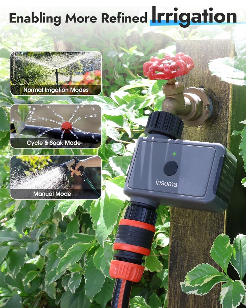 Insoma WiFi Sprinkler Timer, WiFi Water Timer for Garden, Smart Hose Timers with Hub Support 2.4GHz, App/Voice Control Work with Alexa & Google Assistant, Rain Delay & Manual Watering,for Yard Lawn Plant - Image 4