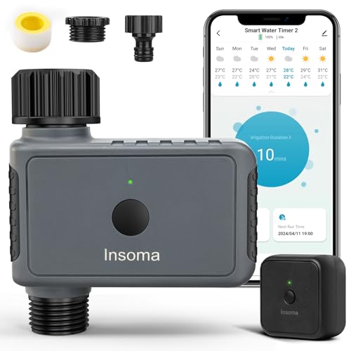 Insoma WiFi Sprinkler Timer, WiFi Water Timer for Garden, Smart Hose Timers with Hub Support 2.4GHz, App/Voice Control Work with Alexa & Google Assistant, Rain Delay & Manual Watering,for Yard Lawn Plant - Image 1