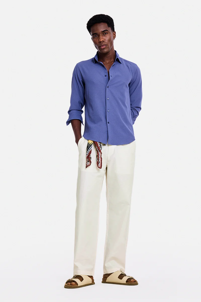 SNITCH Off-White Textured Relaxed Track Pants