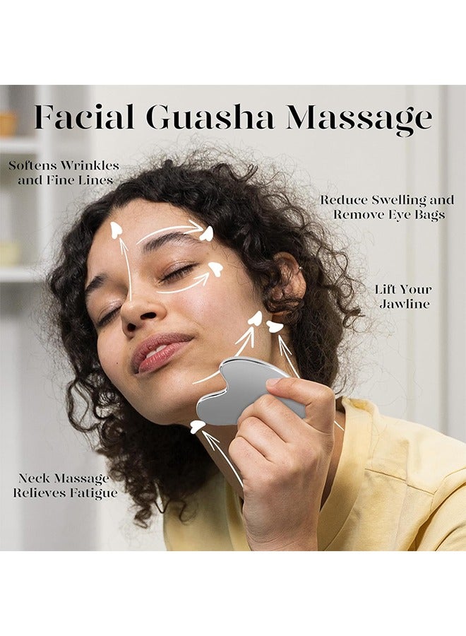 Stainless Steel Gua Sha Face Massagers Tools, Metal Guasha Scraping Massage Tool, Lymphatic Drainage Massage Scraper for Face Eyes Neck Body
