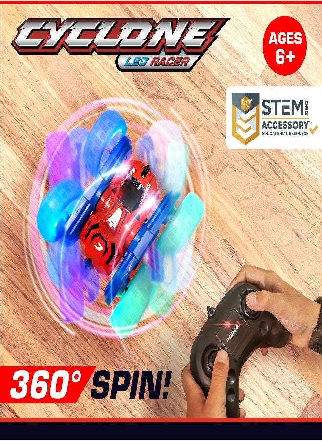 Force1 - Force1 Cyclone LED Remote Control Car for Kids - Double Sided Fast RC Car with Bright LED Tires, Off-Road Crawler RC Stunt Car 360 Flips, Spins, Drifts; 2.4GHz Remote Control, 2 Rechargeable Batteries - Image 1