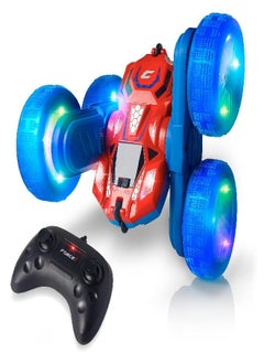 Force1 Cyclone LED Remote Control Car for Kids - Double Sided Fast RC Car with Bright LED Tires, Off-Road Crawler RC Stunt Car 360 Flips, Spins, Drifts; 2.4GHz Remote Control, 2 Rechargeable Batteries