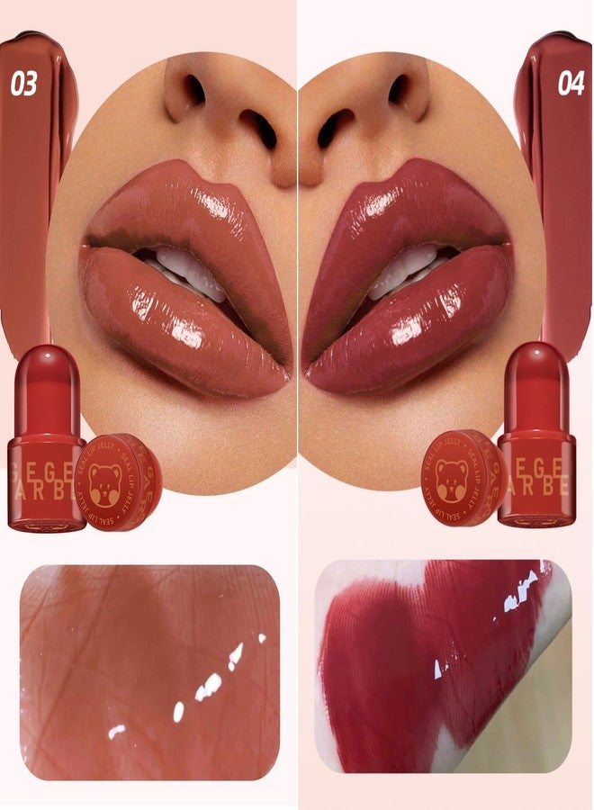 Gege Bear Glossy Lip Jelly | Liquid Lipstick Waterproof Long Lasting | Non-Sticky Lip moisturizing | Peach Nude & Coffee Brown Color shade Lipstick | High-shine, Lightweight Wear, Smooth Application | Perfect Glossy for Natural And Bold Look | Best Lip Tint for Women Teen Girls (03# Caramel Cinnamon, 6g) - Image 3