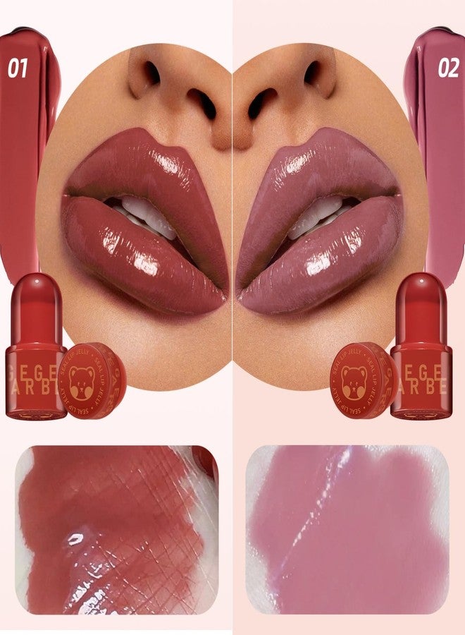 Gege Bear Glossy Lip Jelly | Liquid Lipstick Waterproof Long Lasting | Non-Sticky Lip moisturizing | Peach Nude & Coffee Brown Color shade Lipstick | High-shine, Lightweight Wear, Smooth Application | Perfect Glossy for Natural And Bold Look | Best Lip Tint for Women Teen Girls (03# Caramel Cinnamon, 6g) - Image 2
