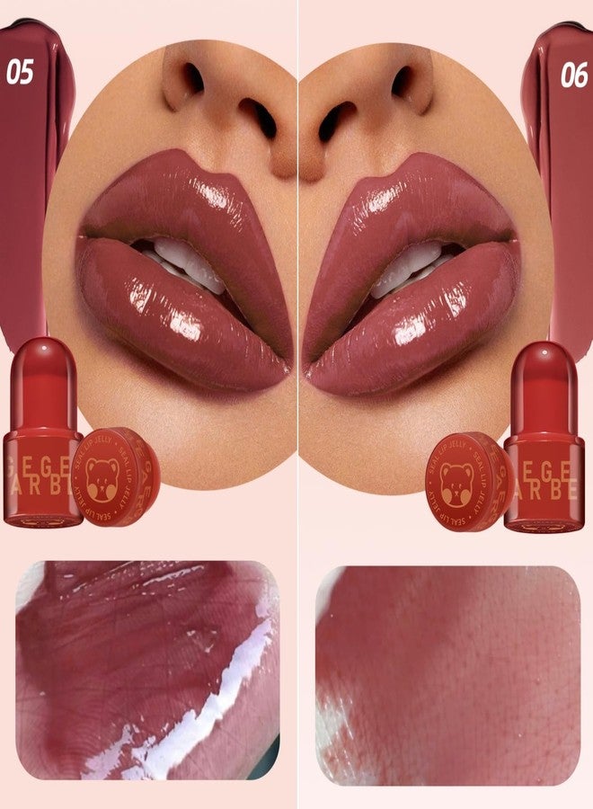 Gege Bear Glossy Lip Jelly | Liquid Lipstick Waterproof Long Lasting | Non-Sticky Lip moisturizing | Peach Nude & Coffee Brown Color shade Lipstick | High-shine, Lightweight Wear, Smooth Application | Perfect Glossy for Natural And Bold Look | Best Lip Tint for Women Teen Girls (03# Caramel Cinnamon, 6g) - Image 4