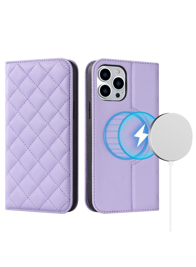 اس-توب جراب هاتف iPhone 14 Pro Max Rhombic MagSafe RFID مضاد للسرقة من الجلد - Image 1