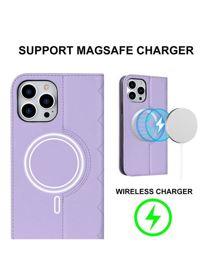 اس-توب جراب هاتف iPhone 14 Pro Max Rhombic MagSafe RFID مضاد للسرقة من الجلد - Image 2