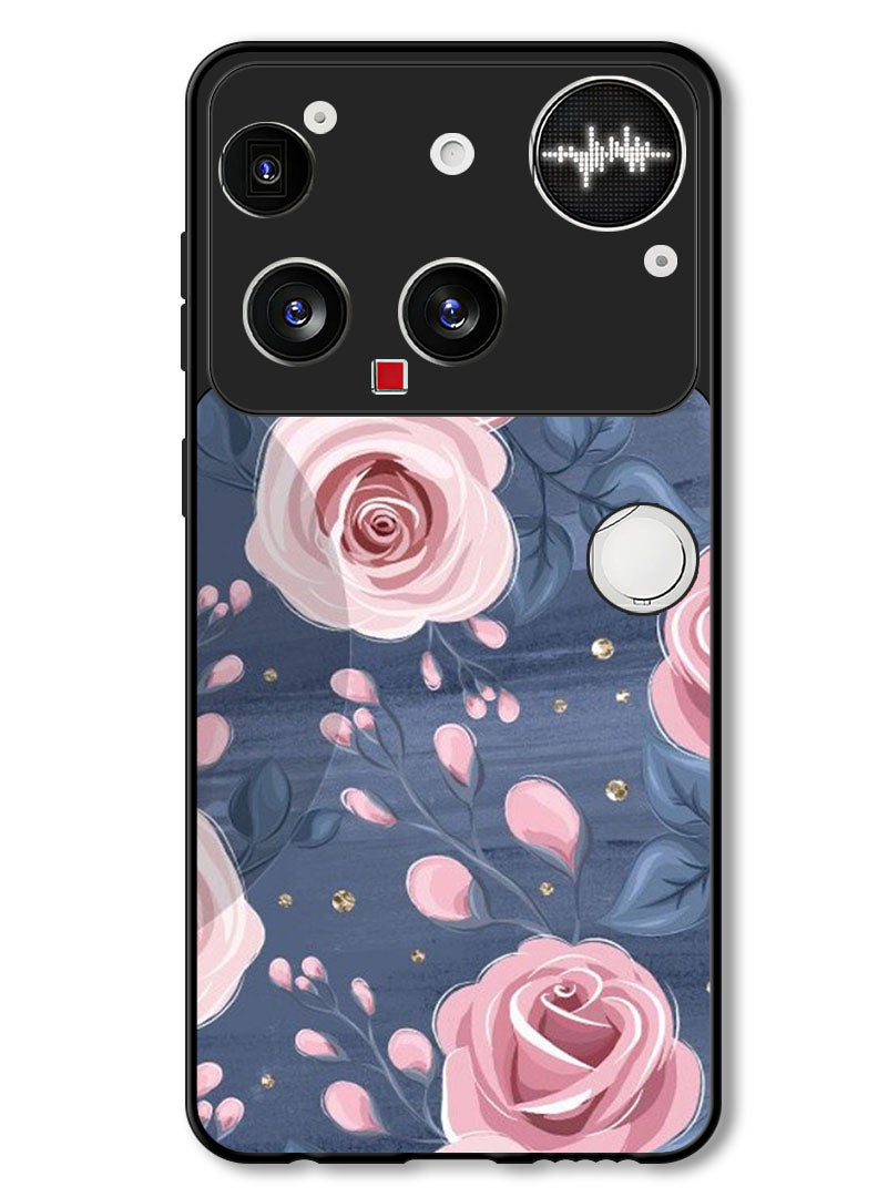 Theodor Case Compatible with Nothing Phone (3) 6.67 Inch Protection Shockproof Bumper Cover Roses & Leaves Pattern - Image 1