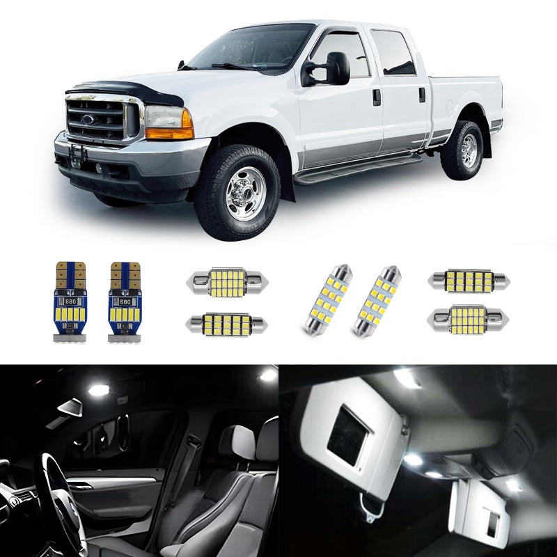 14 pcs F250 F350 White Interior LED Lights Replacement Bulbs for 19992016 Ford F250 F350 Super Duty 6000K Interior LED Lighting Package Map LightsDome LightsCargo LightsLicense Plate Lights