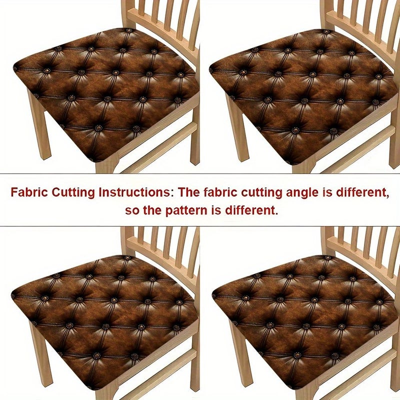 4pcs Brown Diamond Pattern Cushion Covers For Dining Chair Home Decor - Image 2