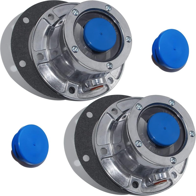iBroPrat 2pcs 343-4024 Aluminum Hub Cap Set for Trailer Axle with Gaskets and Blue Rubber Plugs - Image 1