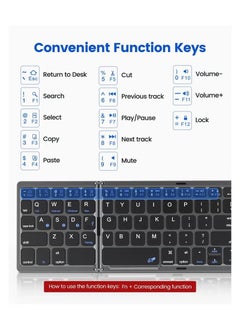 OULIYO Arabic & English Foldable Bluetooth Keyboard with Touchpad Rechargeable Wireless Portable Keyboard Dual-Mode Bluetooth/USB Wired Pocket-Sized Travel Keyboard for ios Android Windows Mac OS  - Image 4