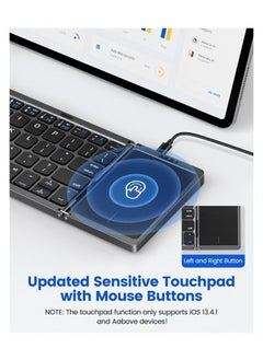 OULIYO Arabic & English Foldable Bluetooth Keyboard with Touchpad Rechargeable Wireless Portable Keyboard Dual-Mode Bluetooth/USB Wired Pocket-Sized Travel Keyboard for ios Android Windows Mac OS  - Image 3