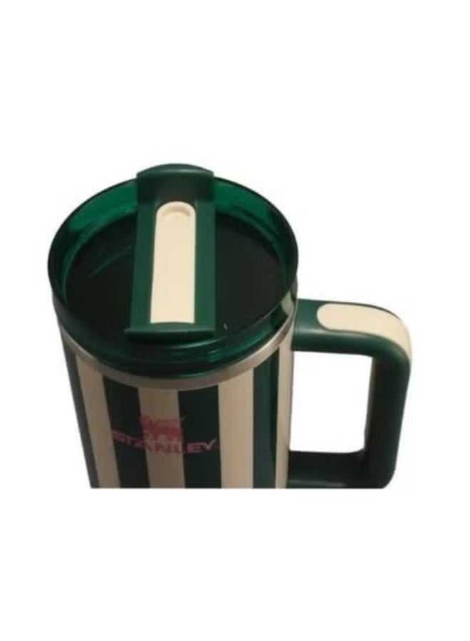 Stanley cup H2.0 Stainless Steel with Lid and Straw for Water Iced Tea,Coffee and Smoothie,Emerald Cabana Gloss,40 oz - Image 2