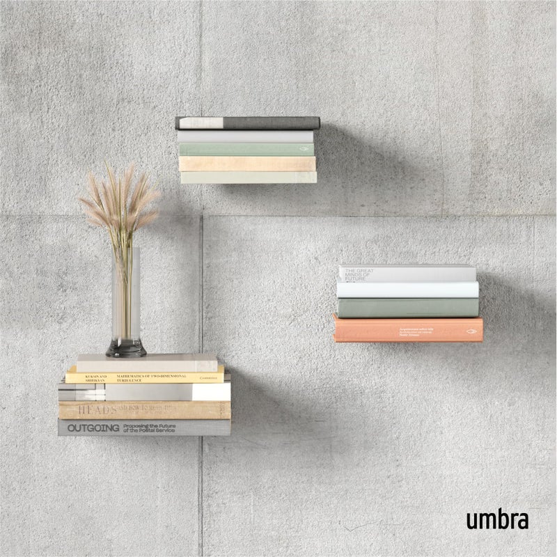 Umbra 330639-560 Conceal Floating Bookshelf Set Of 3 Small Silver - Image 2