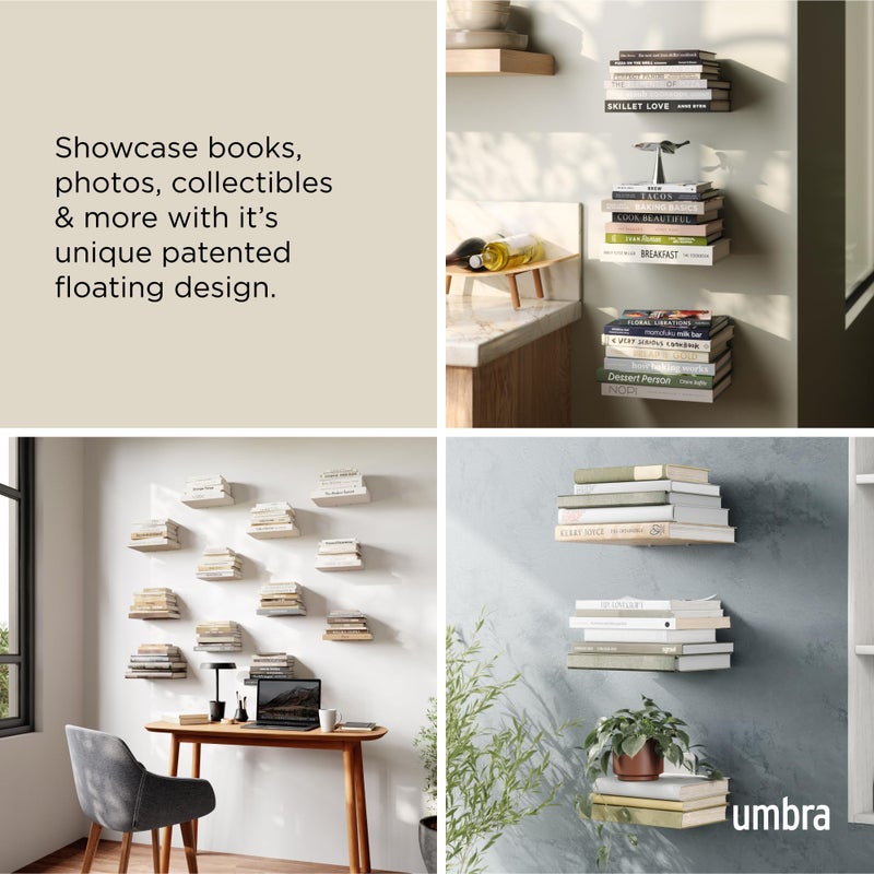 Umbra 330639-560 Conceal Floating Bookshelf Set Of 3 Small Silver - Image 4