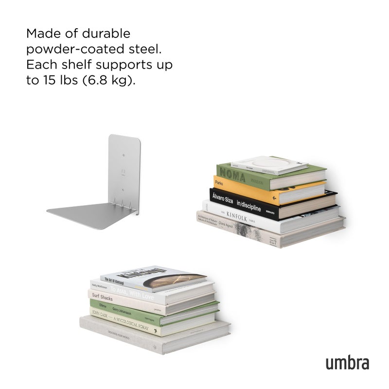 Umbra 330639-560 Conceal Floating Bookshelf Set Of 3 Small Silver - Image 5