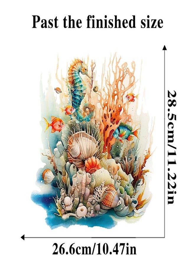 Paleery@FC Shoal of Coral Sea Starfish Toilet Cover Sticker Decals,Ocean Coral Seahorse Waterproof Toilet Lid Tank Seat Decals Cistern Self-Adhesive Bathroom Wall Sticker - Image 4