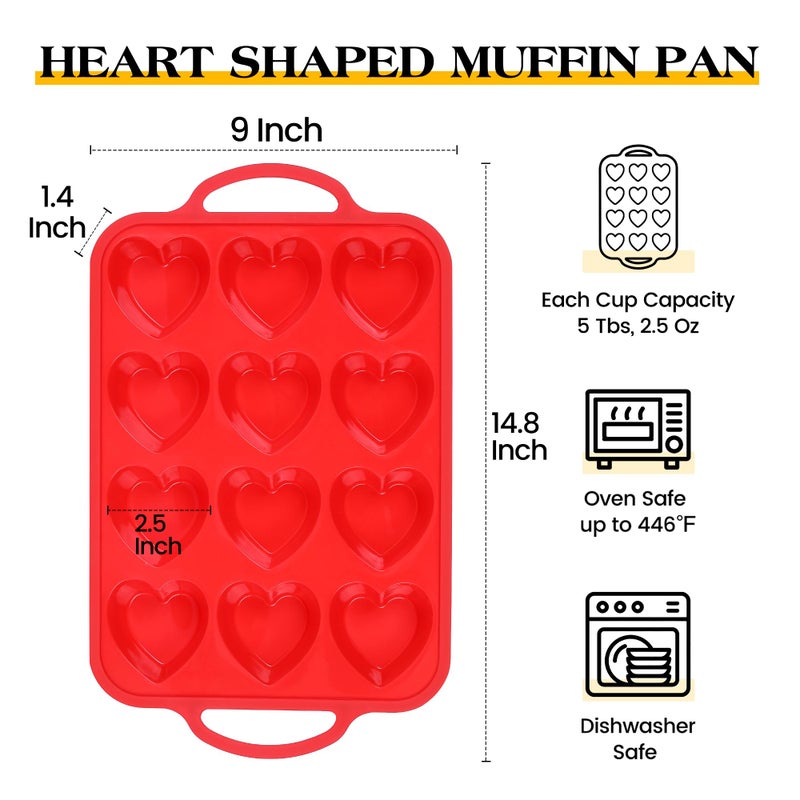 AOTASO Silicone Heart Shaped Cake Pans 10 Inch Heart Cake Pan Set Nonstick Silicone Heart Molds for Baking (2 Pcs, Red) - Image 4