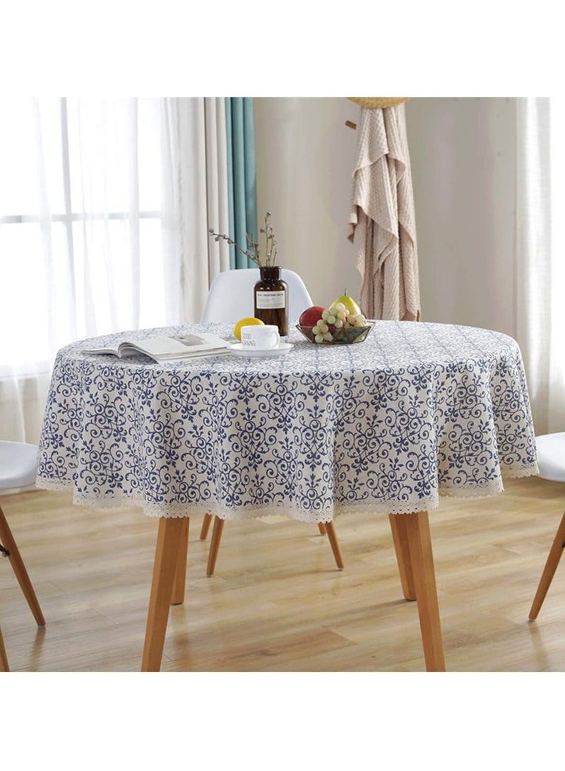 general Vintage Decorative Lace Lace Tablecloth, Heavy Duty Cotton Linen Decorative Tablecloth Cover, Rustic Kitchen and Tablecloth (150cm Diameter) - Image 1