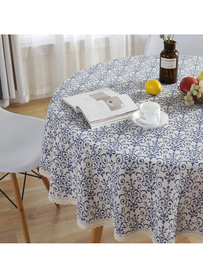 general Vintage Decorative Lace Lace Tablecloth, Heavy Duty Cotton Linen Decorative Tablecloth Cover, Rustic Kitchen and Tablecloth (150cm Diameter) - Image 2