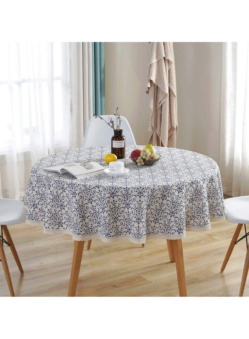 general Vintage Decorative Lace Lace Tablecloth, Heavy Duty Cotton Linen Decorative Tablecloth Cover, Rustic Kitchen and Tablecloth (150cm Diameter) - Image 3