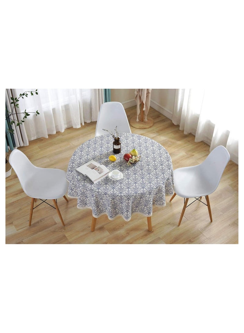 general Vintage Decorative Lace Lace Tablecloth, Heavy Duty Cotton Linen Decorative Tablecloth Cover, Rustic Kitchen and Tablecloth (150cm Diameter) - Image 4