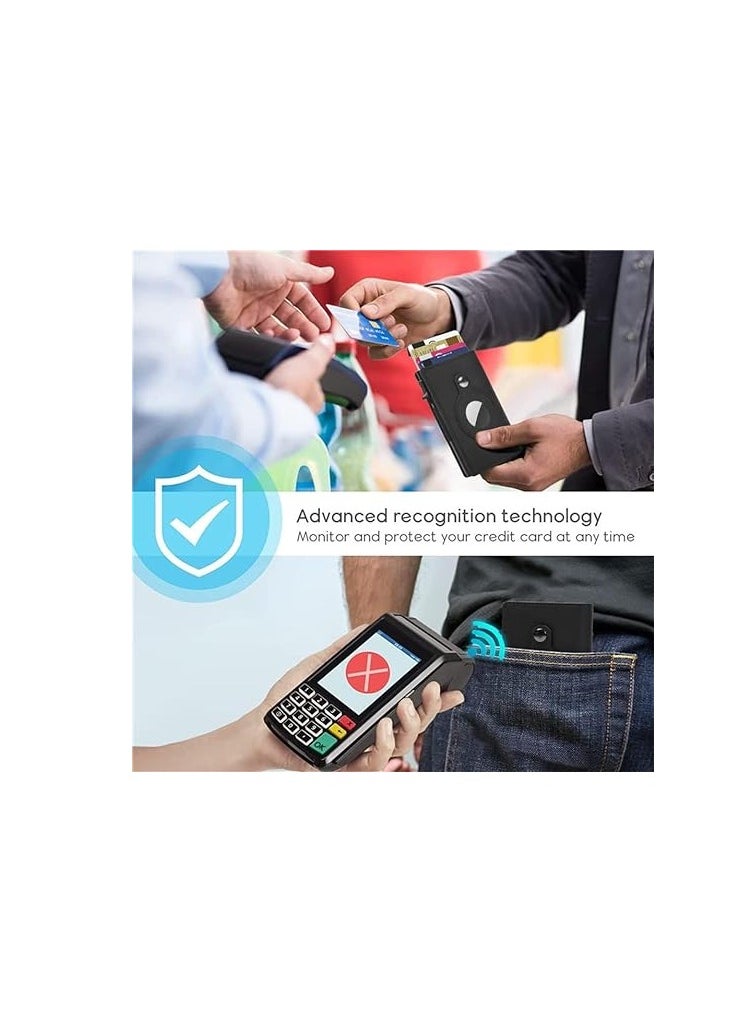 Dubkart Smart Air Tag Wallet , RFID Credit Card Money Holder , Pocket-Sized and Slim Design , Black Leather  - Image 4