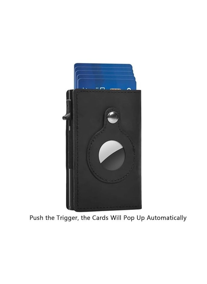 Dubkart Smart Air Tag Wallet , RFID Credit Card Money Holder , Pocket-Sized and Slim Design , Black Leather  - Image 2