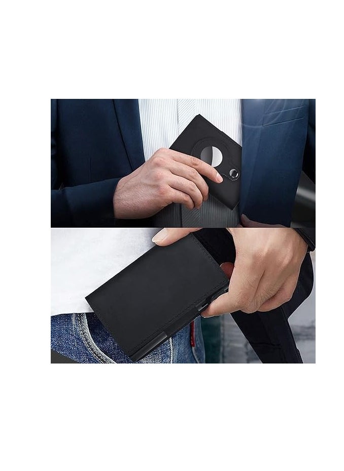 Dubkart Smart Air Tag Wallet , RFID Credit Card Money Holder , Pocket-Sized and Slim Design , Black Leather  - Image 5