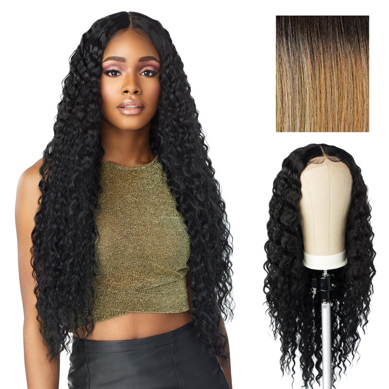Sensationnel Butta Lace Wigs Unit 3 Extra Wide 5 Inch Deep Parting Synthetic Preplucked Hairline Glueless Lacefront T4HONEYBLONDE