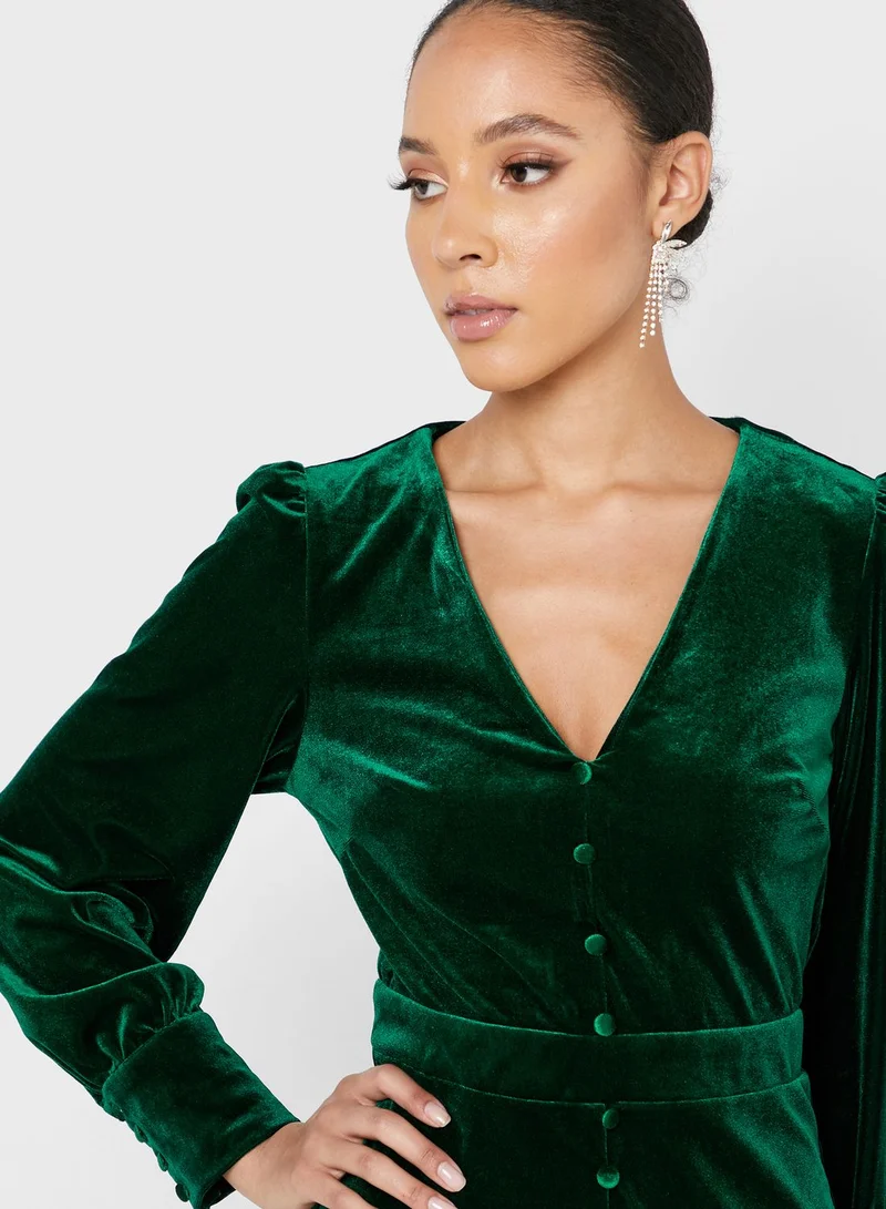 Missguided High Low Peplum Velvet Dress