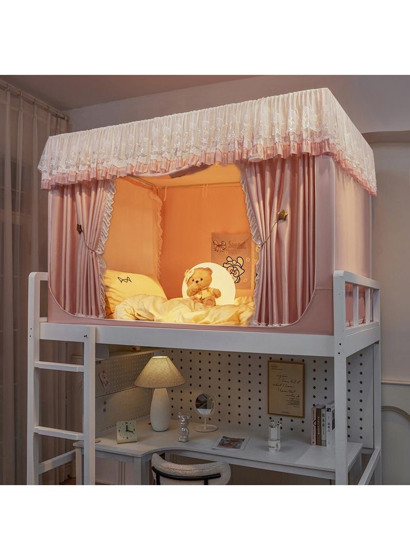 Bluejw خيمة سرير مع قبة ستارة ستارة تعتيم خيمة سرير مفرد قماش تظليل للطلاب شبكة ناموسية لحماية الخصوصية أثناء النوم للطلاب - Image 1