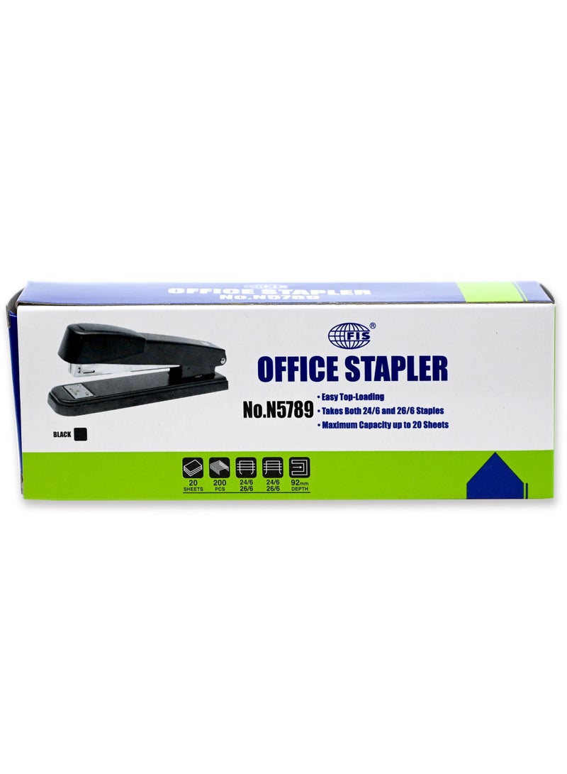 FIS مُدبِّس مكتب معدني FIS بسعة قصوى 100 دبوس، شريط كامل رقم 24/6 و 26/6 مم، عمق 61 مم، 20 ورقة، أسود -FSSFN5789BK - Image 4
