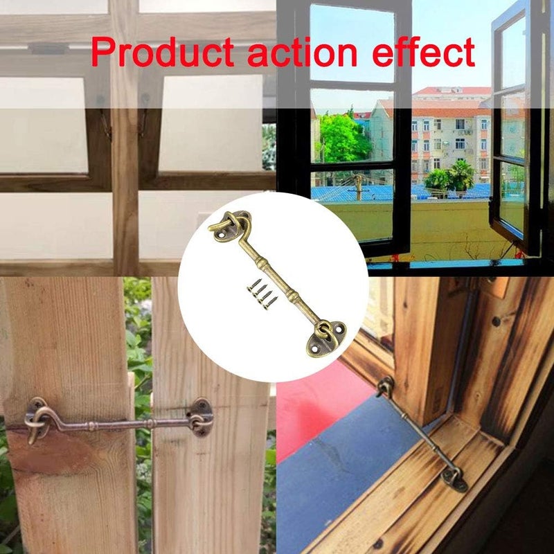 Aopin 2pcs Cabin Hook 4 Inch Solid Brass Hook and Eye Lock Suitable for Barn Door Locks and Latches Door Hook Pure Copper - Image 5
