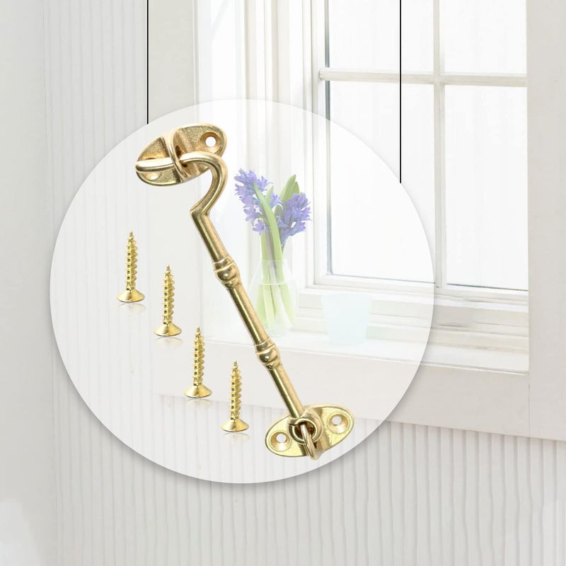 Aopin 2pcs Cabin Hook 4 Inch Solid Brass Hook and Eye Lock Suitable for Barn Door Locks and Latches Door Hook Pure Copper - Image 4