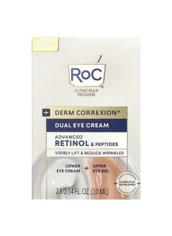RoC - RoC, Derm Correxion®, Dual Eye Cream, Advanced Retinol & Peptides, Fragrance-Free, 0.34 fl oz (10 ml) Each - Image 1