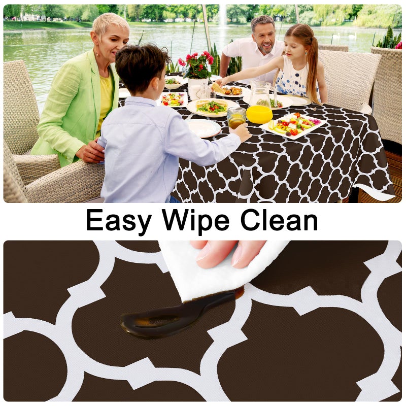 Smiry Rectangle Table Cloth Cover, Waterproof Vinyl Tablecloth with Flannel Backing for Rectangle Tables, Wipeable Spillproof Plastic Tablecloths for Dining, Camping, Indoor, Outdoor (60"x84", Coffee) - Image 3