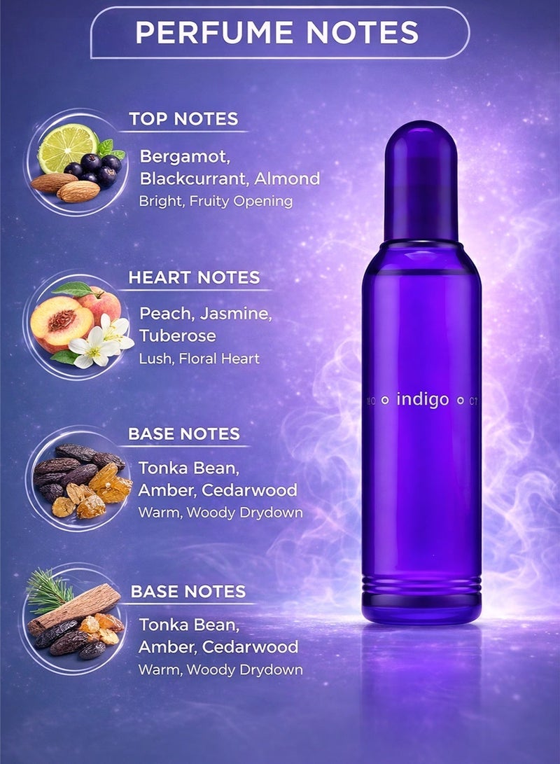COLOUR ME Luxury Vanilla Perfume for Women Colour Me Indigo 100ml | Long Lasting Vanilla Perfume for Women with Amber, Tuberose & Cacao Notes - Image 2