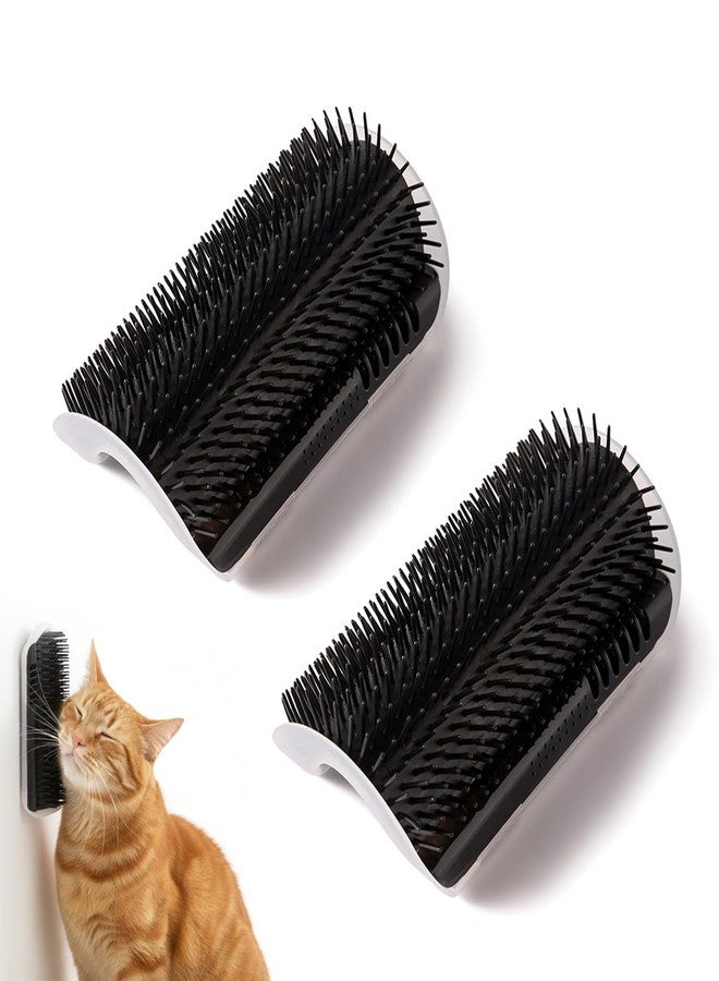Suny Smiling 2 Pack Black Catnip Wall Massage Corner Brush for Long & Short Fur Cats and Kittens,C-at Self Groomer Scratcher, Soft Comb Cat Corner Brush,Wall Mounted Cats Scratcher - Image 1
