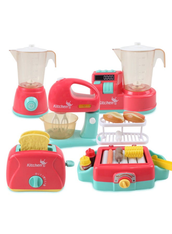 Children's Simulation Electric Small Household Appliances Water Dispenser Bread Juicer Mixer Washing Machine Play House Toys-Specifications:Big Juice Machine (blue) 0.43kg - Image 2