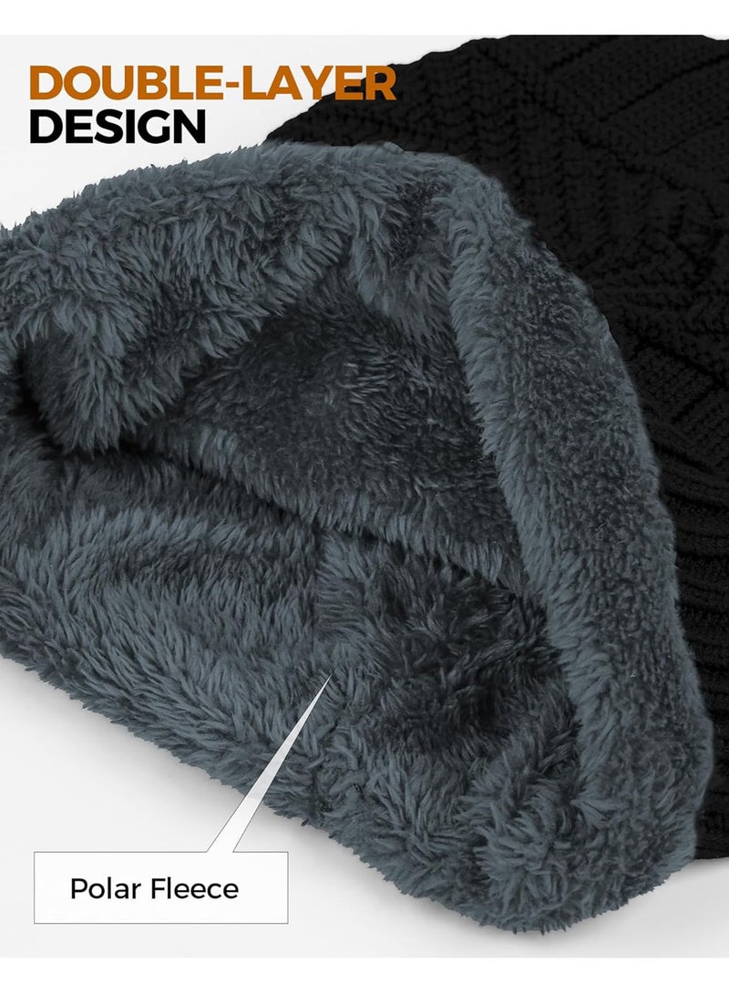 Generic 2 Pairs Winter Thick Hat And Scarf for Men Women Neck Warmer Cold Weather Gear Men Gift Set for Winter Hat Neck Scarf Guys Face Mask Snow Suits  - Image 4