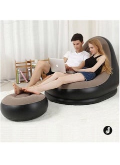 JAJEEK "NEW Inflatable Air Chair with Footrest Stool – Comfortable Furniture Set (116x98x83 cm, Brown)"  - Image 3