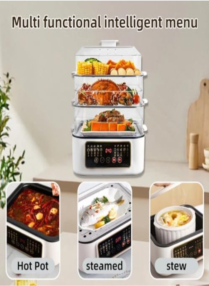XVersion - Electric Food Steamer 32L with 3 Baskets, 24-Hour Delay Timer, 8 Preset Modes & Keep Warm Function - Image 1